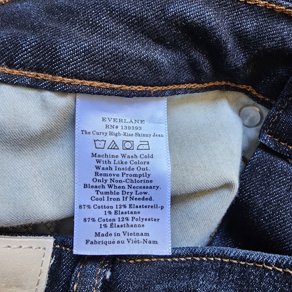 Everlane The Curvy High-Rise Skinny jean dark wash stretch 24 - Picture 5 of 6